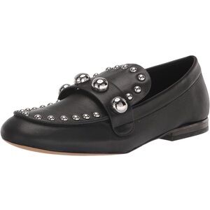 Karl Lagerfeld Black Leather Studded Loafer with Silver Domes